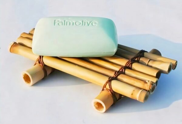 Handmade bamboo soap dish with slatted design for eco-friendly and sustainable bathroom decor.